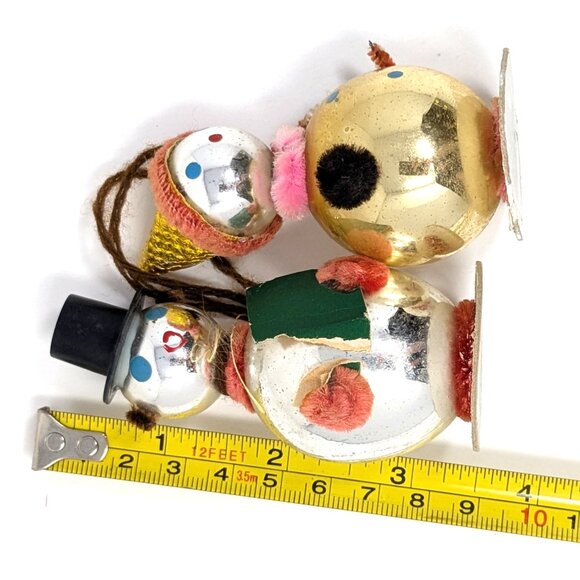 Mid Century Christmas Ornaments Shiny Snowman Choir Boy Girl Japan Felt Chenille - Picture 8 of 8